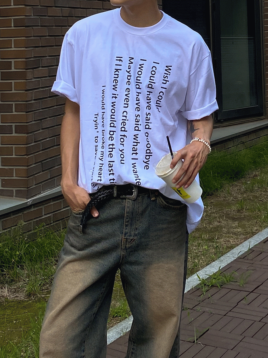 Wish Lettering Half T-shirt (2color)